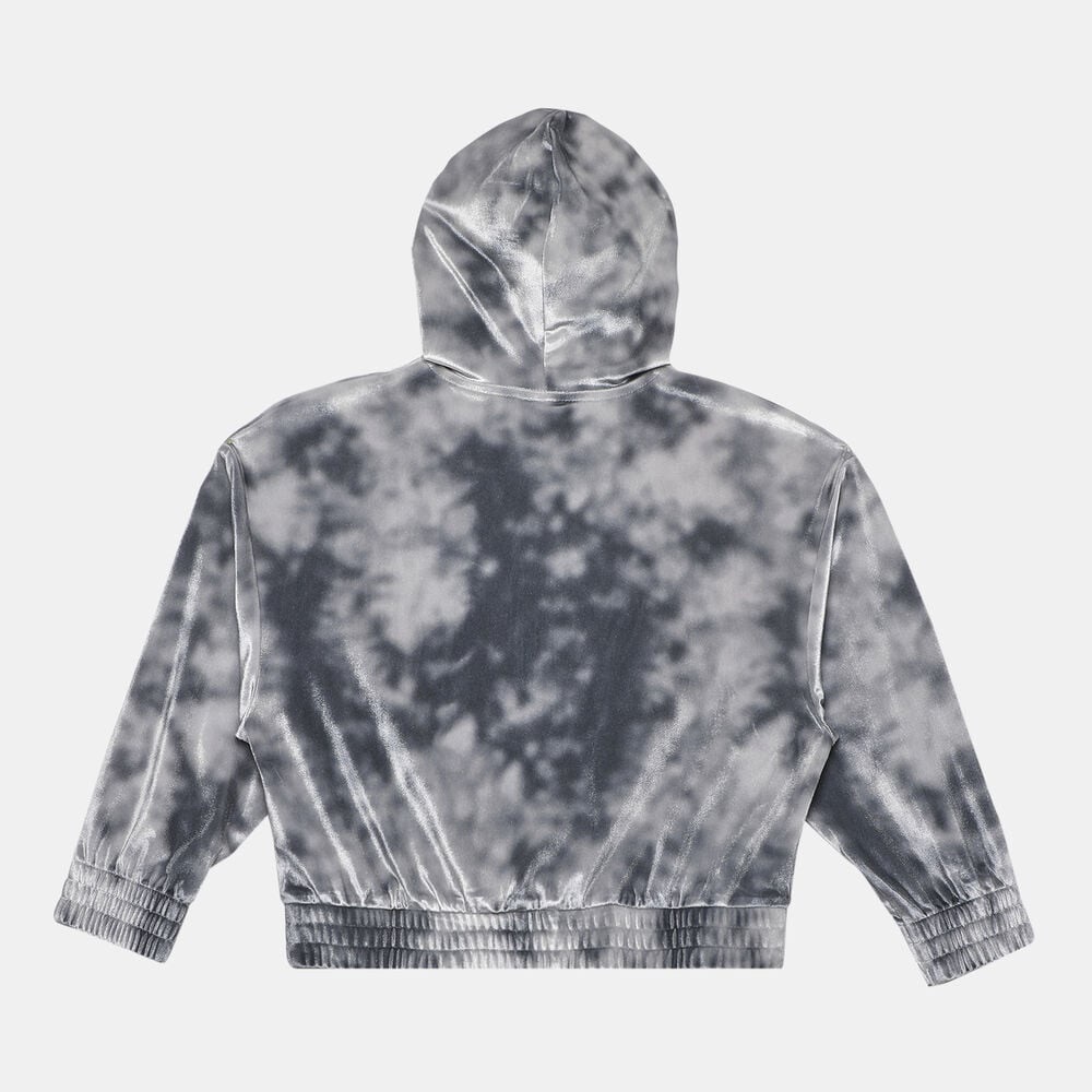 Nike Black and Gray Hoodie, Nike Velour Full-Zip Hoodie Size 7/8 - Picture 3 of 8